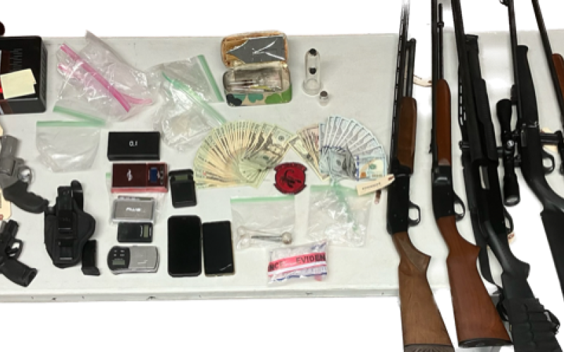 These are the guns, cash, and suspected drugs seized by STING unit officers  during a recent search of a Cheek Smith Road residence.