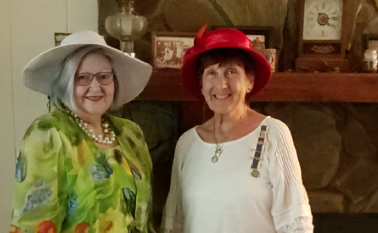 Toccoa DAR members DiAnne Collins (left) and Kathleen Townsend attended the state virtual tea party in July. Not pictured are Paige Dooley and Linda Hogsed.