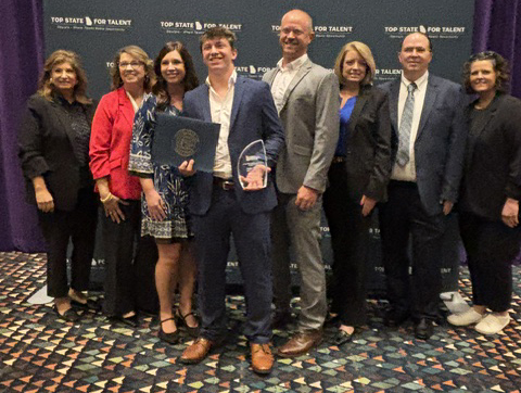 Connor Wallace, a senior student at Stephens County High School, was named the Georgia Work-Based Learning Student of the Year on Thursday, Sept. 24. With him are Jennifer Blasingame, Stephens County Schools System superintendent Connie Franklin, Melissa Wallace, Stephen Wallace, SCSS CTAE director Joni Whitfield, SCHS teacher Jeffrey Lovegrove, and SCHS principal Jessica Simmons.