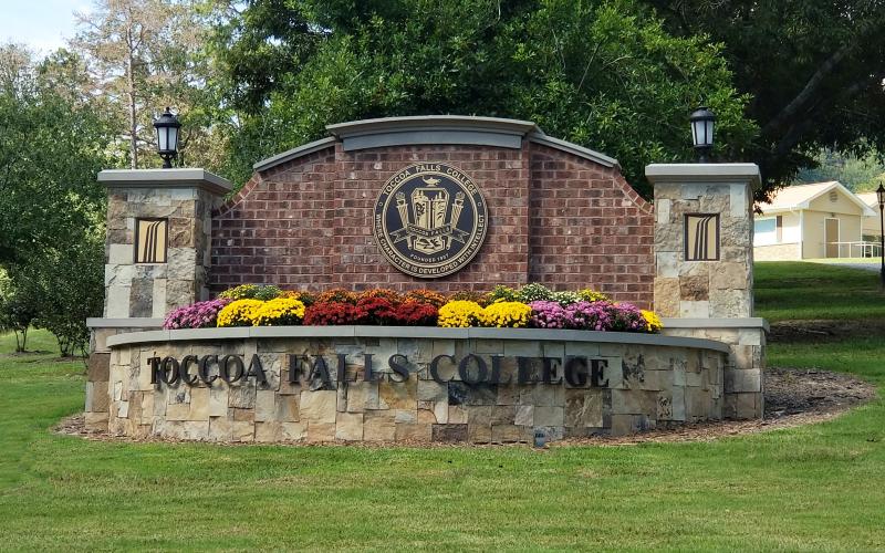 The sign at the entrance to Toccoa Falls College is beckoning new students for the upcoming fall semester.