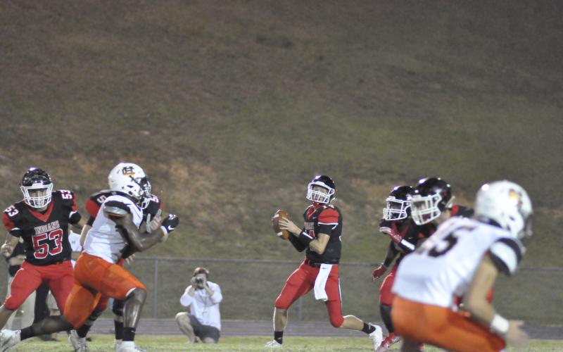 Kenny Colwell looks to pass against Hart County