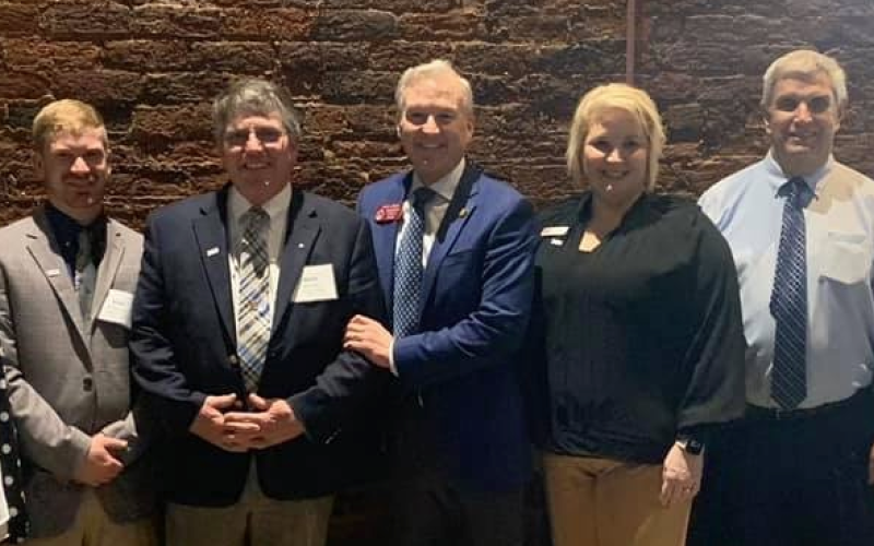 Meeting at the state capitol were (from left) Chelsea and Matt Bohannon, Mark Wilkinson, state Rep. Chris Erwin, Dawn Jameson, Brown Dean and Mark Smith.