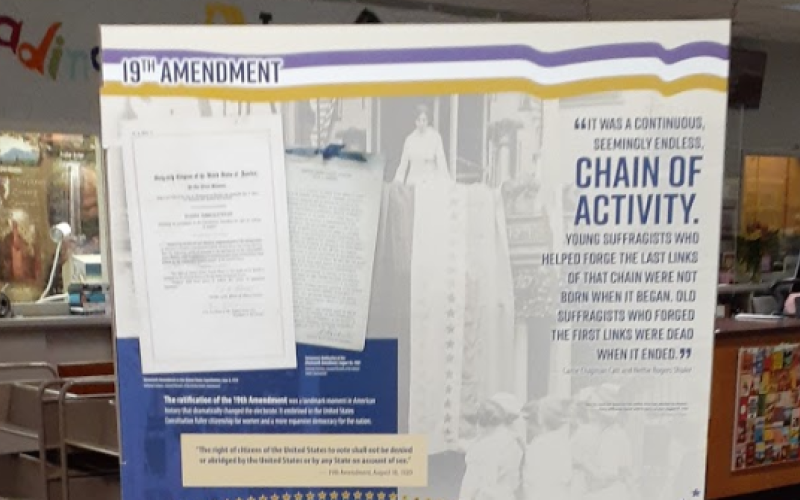 This is part of the Rightfully Hers exhibit now on display at the library.