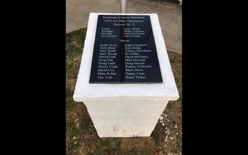 Construction honoring 1973 SCHS team