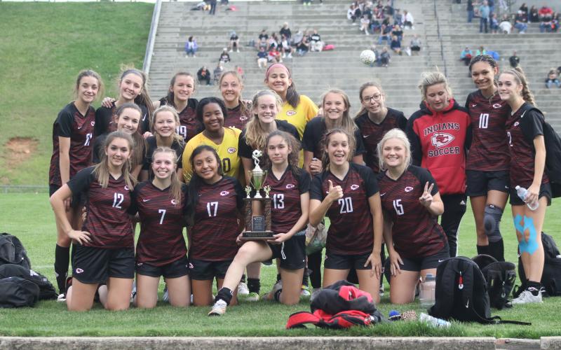SCHS soccer team with their Region 8-AAA runners-up trophy