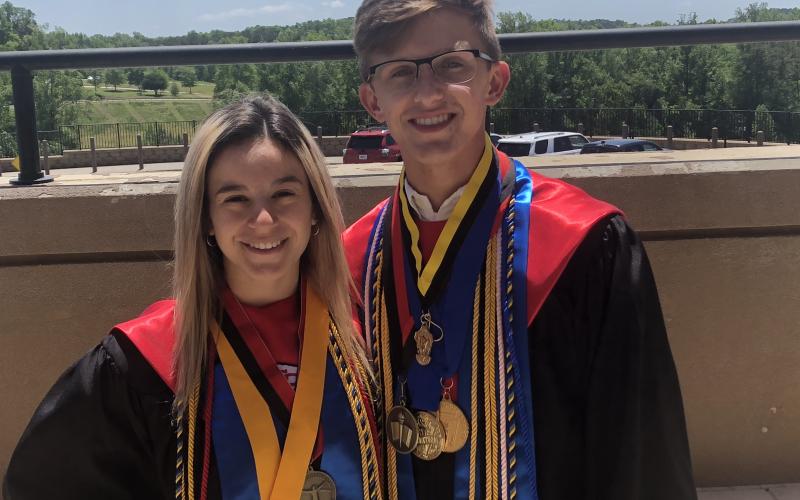 Class of 2021 valedictorian Dawson Jordan (right) and salutatorian Athena Malek.