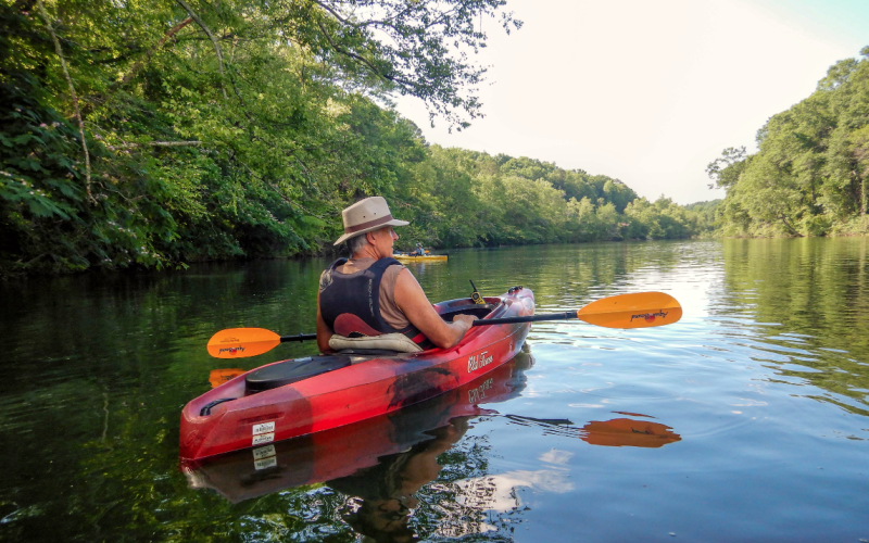 Dave Jalovick has nothing but open water ahead of him as he participates in the Tugaloo River History Paddle last Saturday.