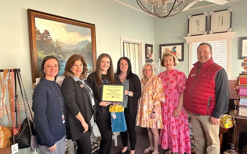 Pictured are (from left) WBL coordinators Ladonna Bartmas and  Jennifer Blassingame, Jordynne Randall, Alyssa Nalley, CK Morgan &amp; Company owners Morgan &amp; Michele Whiten and CTAE Director Rod Pipkin.