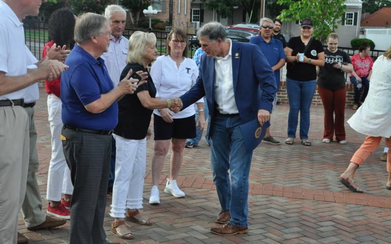 U.S. Rep. Andrew Clyde spoke at the Saturday, July 20, greenspace ceremony.