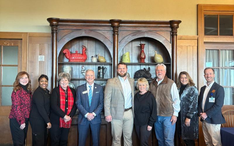 State legislators recently previewed the upcoming 2025 legislation session. Pictured are: Toccoa-Stephens County Chamber of Commerce Chair Lisa Lawson, Chamber vice-chair Cassandra Wilkins, Chamber executive board member Anne Shurley, Rep. Chris Erwin, Sen. Bo Hatchett, sponsors Letha and Rick Phillips, Chamber president Julie Paysen, and Chamber board of directors member Van Loskoski. Photo courtsey of the Toccoa-Stephens County Chamber of Commerce.