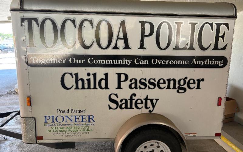 The Toccoa Police Department will be collecting school supplies to distribute to the county’s elementary schools July 21-31 using this trailer, which will be set up at Walmart. Submitted photo