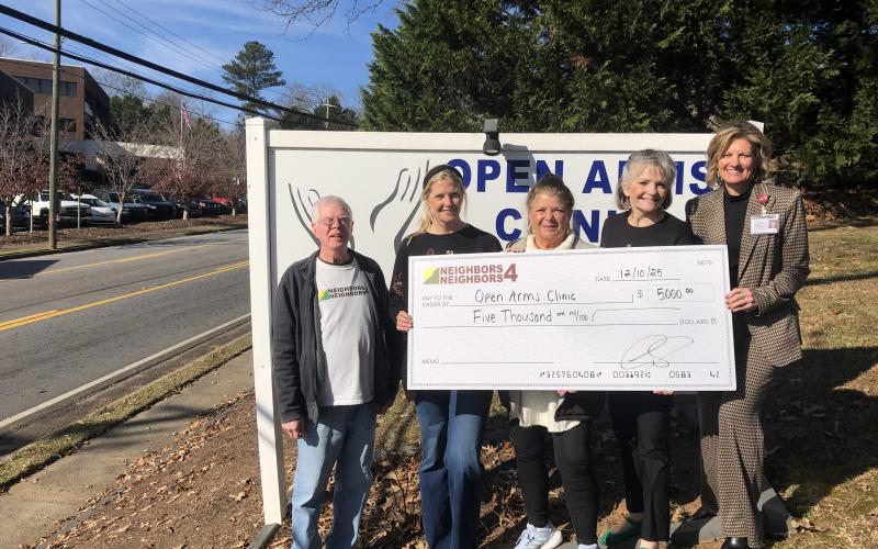Within the past week, Open Arms clinic in Toccoa has received $25,000 from local entities to remain open, including a $20,000 donation from the North Georgia Community Foundation and $5,000 from Neighbors4Neighbors. N4N also pledged to donate $1,000 each month next year.
