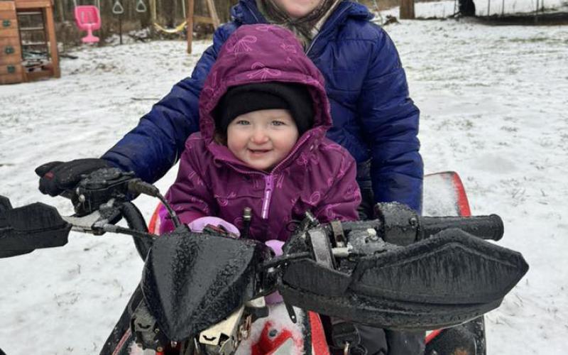 Reed and Sunnie Norton took advantage of the ice storm on Sunday, Jan. 25, to go snowmobiling.