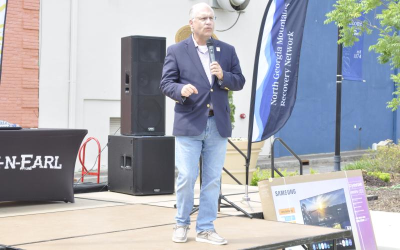 Jeff Breedlove, CEO of American Addiction Recovery Association, was the keynote speaker at a festival hosted by HOPE for a Drug Free Stephens at the Tugalo Greenspace in downtown Toccoa on Saturday, April 25.