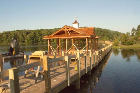 This is the new boathouse and bridge at Lake Toccoa.