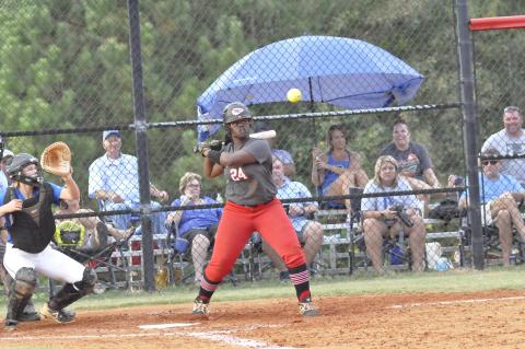 Samara Walker eyes a pitch 