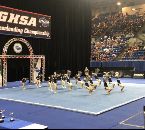 Stephens County cheerleaders competing at state  