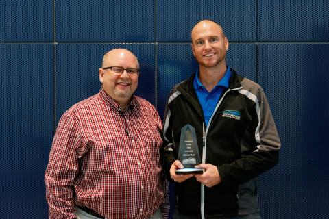 NGTC president Dr. Mark Ivester (left) and employee of the year Michael Boyd (right).