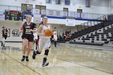 Lindsay Moore goes up for layup 