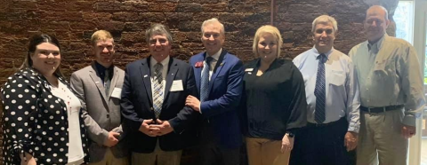 Meeting at the state capitol were (from left) Chelsea and Matt Bohannon, Mark Wilkinson, state Rep. Chris Erwin, Dawn Jameson, Brown Dean and Mark Smith.