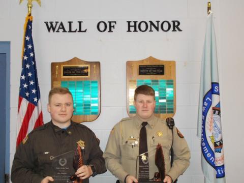 Alex Vaughn (left) was named jailer of the year while Kylar Jameson was named deputy of the year.