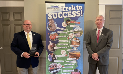  Pictured receiving the award for NGTC are president Dr. Mark Ivester and vice president of economic development Keith Powell.
