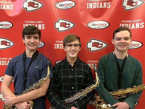 SCHS band members (from left) Zane Pressley, Dawson Jordan and Ian White will audition for all-state band.