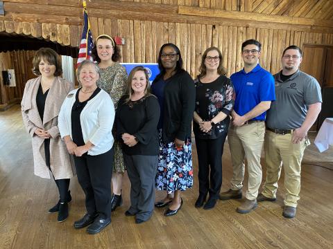 GOAL finalists and their instructors pictured at the Rotary presentation are (from left) GOAL winner Elizabeth Hand, Martha Marquardt, Melodee Butler, Shonna White, Stacie Bohannon, Adam Aguilar, and Adam Fulbright.