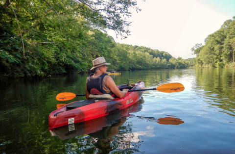 Dave Jalovick has nothing but open water ahead of him as he participates in the Tugaloo River History Paddle last Saturday.