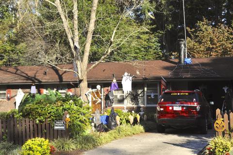 The yard of Anne and Bob Arbogast decorated for Halloween.