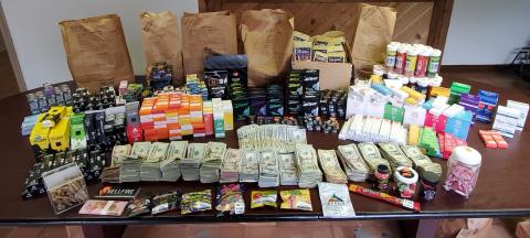 These are some of the items, including cash, seized by sheriff’s investigators following arrests for the sale of illegal vaping products.