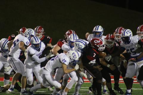 Javin Gordon being tackled 