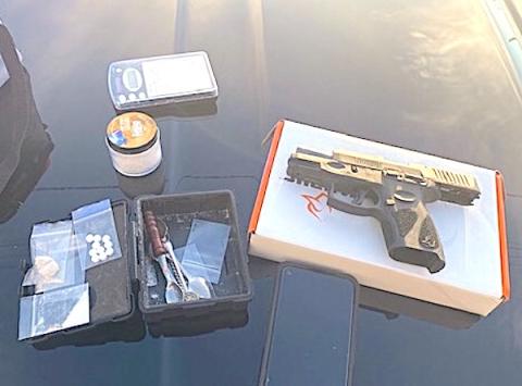 These are some of the drugs and a weapon seized by law enforcement officers following an arrest made on Oct. 22.