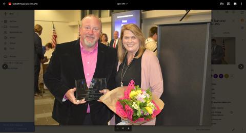 Steve Paysen of Toccoa was one of three honorees at the American Values Dinner last week. With him is his wife, Julie.