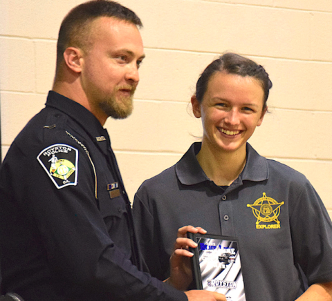 Abby Burkhart of Stephens County (right) won two competitions staged  during an Explorers Academy held in Royston. Burkhart won for the written exam and the driving course.
