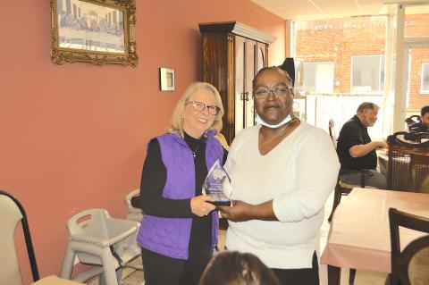 Pictured, left to right, are Center for Wellness and Recovery founder and CFO Kathy Whitmire and Recovery Champion award winner Shirley Combs.Shirley Combs 