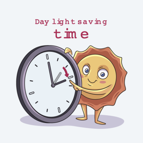 Set your clocks ahead an hour Saturday night / Sunday morning. Image by <a href="https://www.freepik.com/free-vector/hand-drawn-spring-time-change-illustration_12806100.htm#query=daylight%20savings%20time&position=3&from_view=keyword&track=ais">Freepik</a>
