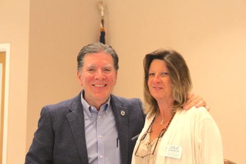 Toccoa Falls College president Dr. Robert Myers (left) addressed Rotarians at their Tuesday meeting. With him is Rotary president Leslie Cannon.