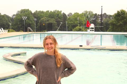 Former pool head lifeguard Erin Ritchey is now manager at the Doyle Street Pool.