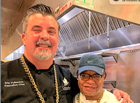 Chef Eric Faulkerson and student Diane Rucker.