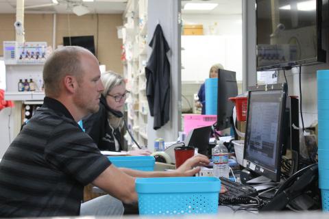 Sam Freeman and Jenny Brawner work at Maddox Drugs, a pharmacy in Toccoa.