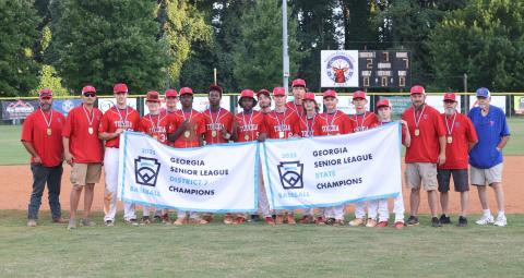 The Toccoa Senior League team is made up of Bentley Dunson, Landry Williams, Ryan King, Jasper Davenport, Dylan Elrod, Konner Brown, Thompson Bullard, Caden Hamilton, Isiah Patterson, Trey Pressley, Carmelo Renfroe, Seth Stonecypher, and Wyatt Rudeseal. The team’s manager is Ben Dunson, and the coaches are Matt King, Josh Davenport, and Bradley Elrod. Photo by David Byargeon