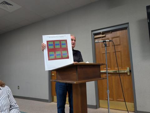 On Monday, Aug. 25, Eddie Hallford presented an idea for pickleball courts at Henderson Falls Park to the Toccoa City Commission. Laura Shaw/The Toccoa Record
