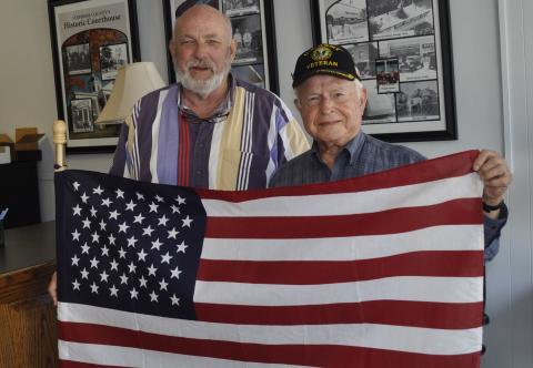 Dennis Strickland, left, and Lamar Davis, right, have made a local Sons of the American Revolution chapter official in Toccoa. On Monday, they announced the chapter has become official and is named after John H. Stonecypher, Jr. Strickland is the president of the chapter, and Davis is a charter member.