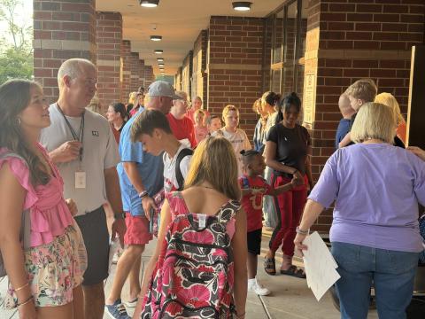 Students and their families shuffled into Eastanollee Elementary on the first day of school Wednesday.
