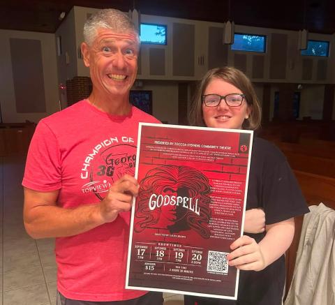 Scott Harding and Abby Shirley, two of the cast members of the Toccoa-Stephens Community Theater’s “Godspell” production, are excited to tell you that their show is coming to the Ritz Theatre Sept. 17-20.