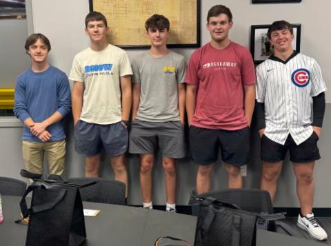 ASI Southeast honored a group of high school students from Stephens and Franklin Counties on Thursday, Sept. 24, for logging 300-400 hours or more in the Work-Based Learning Program. They include Ezra Bryant, Nathan Burgess, Isaac Champion, Owen Hornick, and Connor Wallace. Not pictured are Hudson Spradlin and Brian Waldrup.