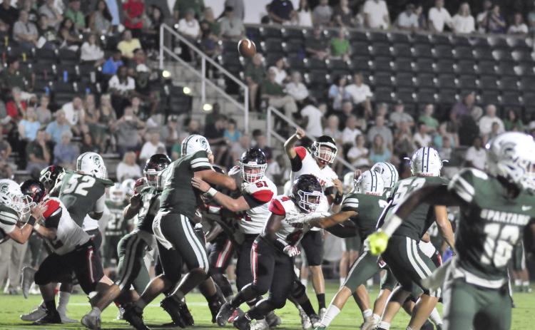 Stephens County Kenny Colwell throws pass against Athens Academy