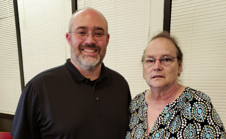 Guest speaker Dr. Jeremy McClain (left) with DAR member Linda Hogsed.