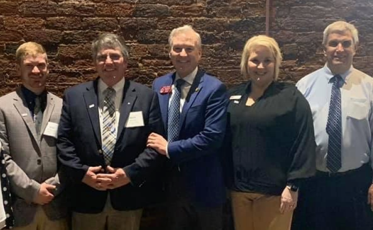 Meeting at the state capitol were (from left) Chelsea and Matt Bohannon, Mark Wilkinson, state Rep. Chris Erwin, Dawn Jameson, Brown Dean and Mark Smith.